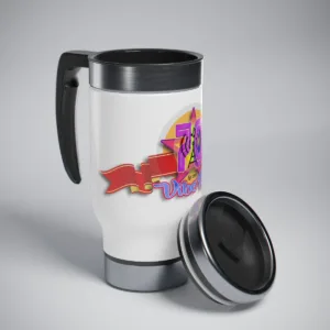 70 Vibe FM - Stainless Steel Travel Mug with Handle, 14oz